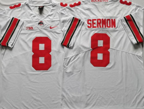 Ohio State 8 Trey Sermon College Football Jersey Limited White