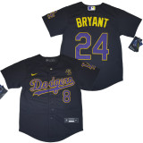 Youth Los Angeles Dodgers 8 and 24 Kobe Bryant Baseball Jersey Black Fan