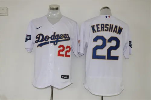Nike Los Angeles Dodgers 22 Clayton Kershaw Baseball Jersey White Five crown Edition