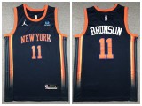 Jordan New York Knicks 11 Jalen Brunson Basketball Jersey Navy Blue