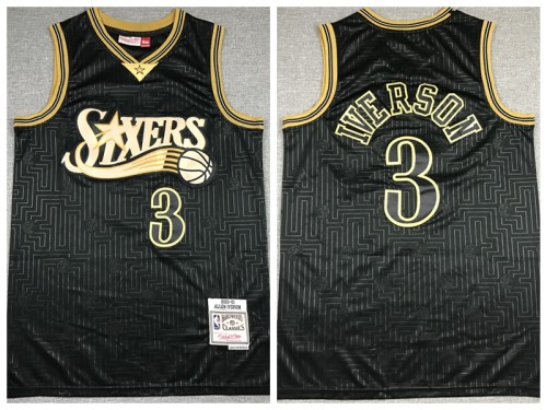 Philadelphia 76ers 3 Allen Iverson Basketball Jersey Black Limited Edition