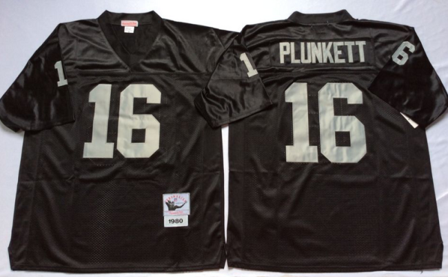 Oakland Raiders 16 Jim Plunkett Football Jersey Black Retro