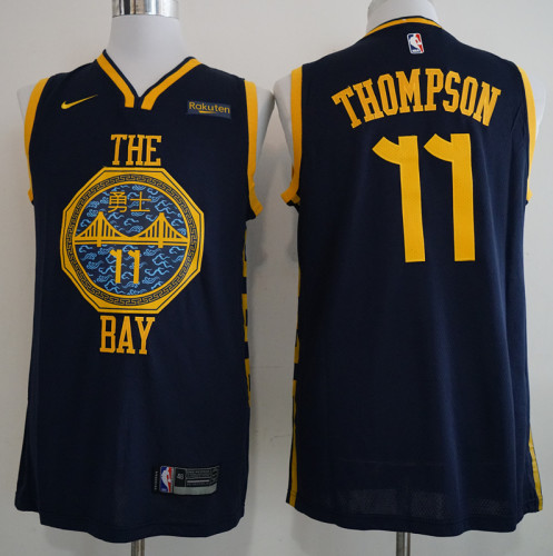 Nike Golden State Warrior 11 klay Thompson Basketball Jersey Navy Blue New city version
