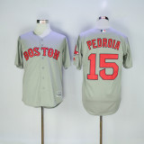 Boston Red Sox 15 Dustin Pedroia Baseball Jersey Gray