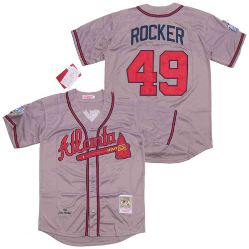 Atlanta Braves 49 John Rocker Baseball Jersey Gray Retro