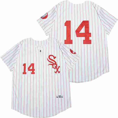 Chicago White Sox 14 Paul Konerko Baseball Jersey White red stripes back Retro