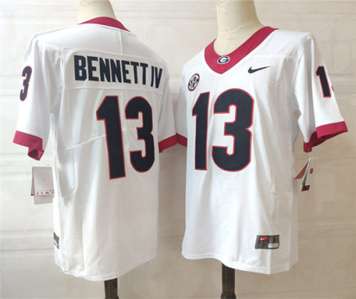 GEORGIA bulldogs 13 Stetson Bennett College Football Jersey Limited White