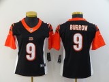 Women Cincinnati Bengals 9 Joe Burrow Football Jersey Legend Black