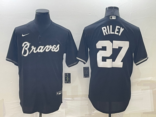 Nike Atlanta Braves 27 Austin Riley Baseball Jersey Black