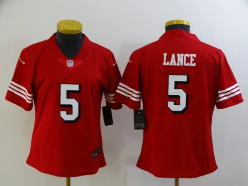 Women San Francisco 49ers 5 Trey Lance Football Jersey Legend Red