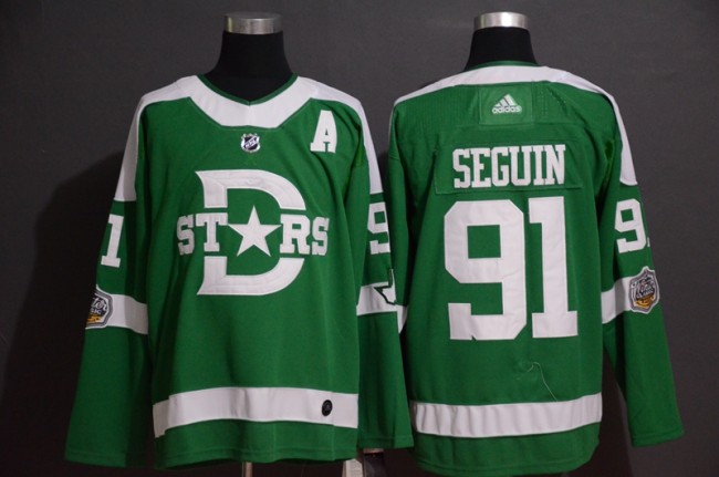 Adidas Classic Dallas Stars 91 Tyler Seguin Ice Hockey Jersey Green