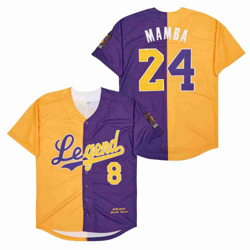 Los Angeles Dodgers 8 And 24 MANBA Baseball Jersey Yellow Purple