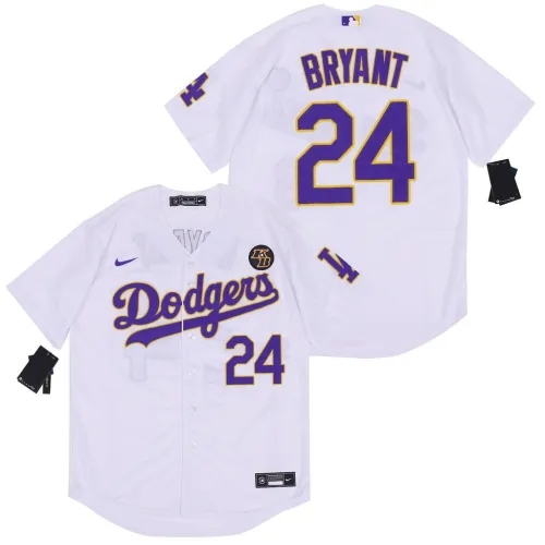 Nike Los Angeles Dodgers 24  Kobe Bryant  Baseball Jersey White Fan