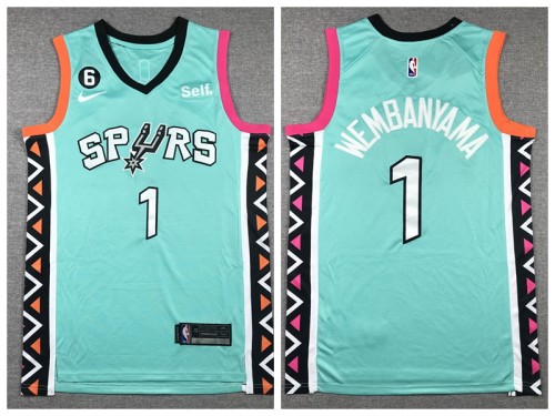 Jordan San Antonio Spurs 1 Victor Wembanyama Basketball Jersey City Edition Green