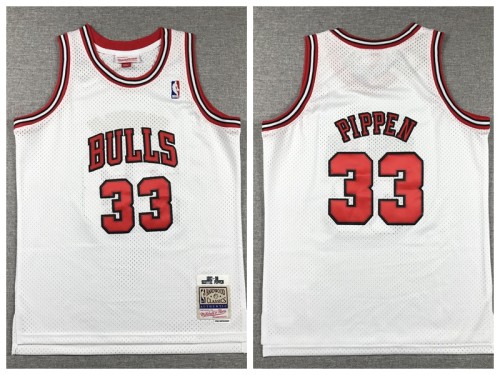 Youth Chicago Bulls 33 Scottie Pippen Basketball Jersey White Retro