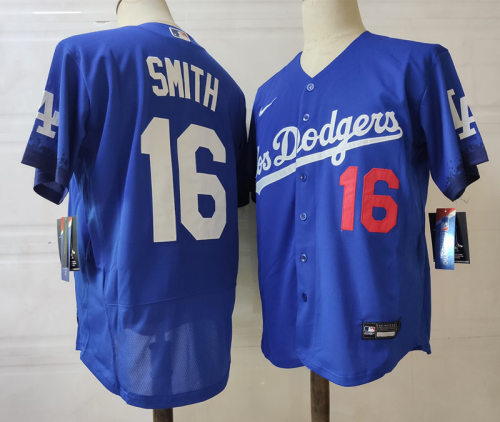 Nike Los Angeles Dodgers 16 Will Smith Flexbase Baseball Jersey Blue