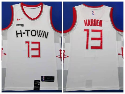 Nike Houston Rockets 13 James Harden Basketball Jersey White City version