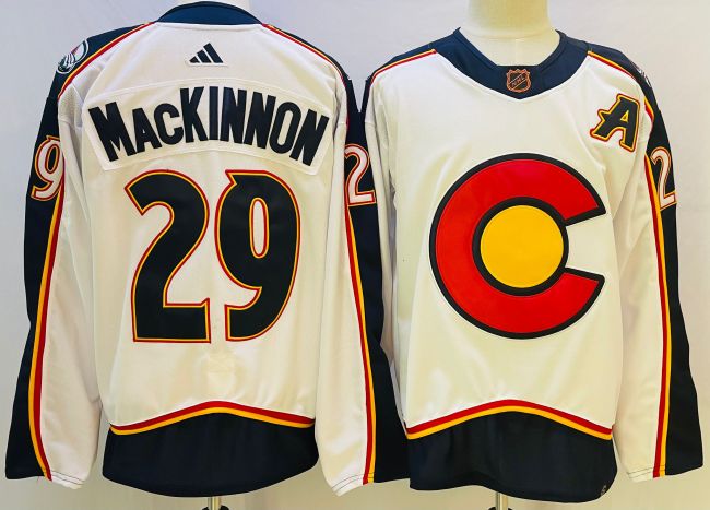 Adidas Colorado Avalanche 29 Nathan MacKinnon Ice Hockey Jersey White