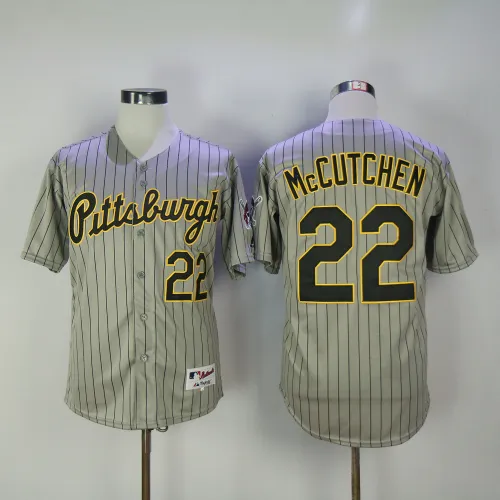 Pittsburgh Pirates 22 Andrew McCutchen Baseball Jersey Grey black bar reversing