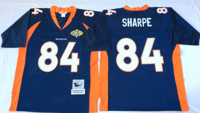 Denver Broncos 84 Shannon Sharpe Football Jersey Navy Blue Retro