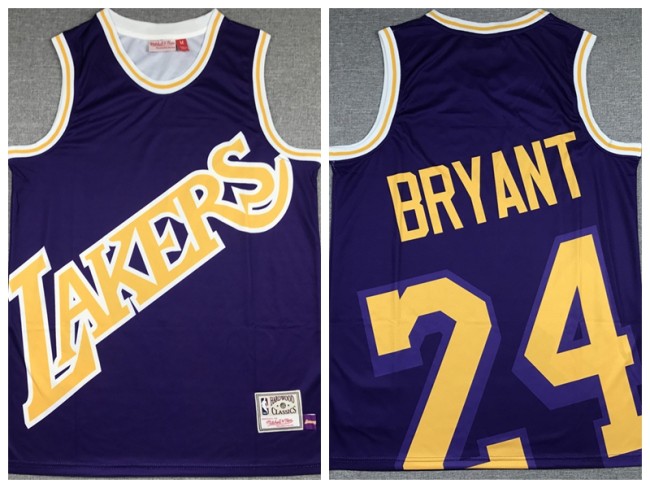 Los Angeles Lakers 24 Kobe Bryant Basketball Jersey Purple M & N bigface printing