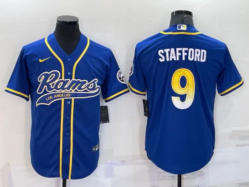 St. Louis Rams 9 Matthew Stafford Baseball Jersey Legend Blue