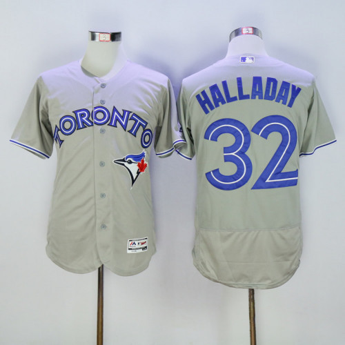 Toronto Blue Jays 32 Roy Halladay Flexbase Baseball Jersey Gray