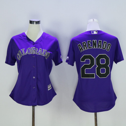 Women Colorado Rockies 28 Nolan Arenado Baseball Jersey purple