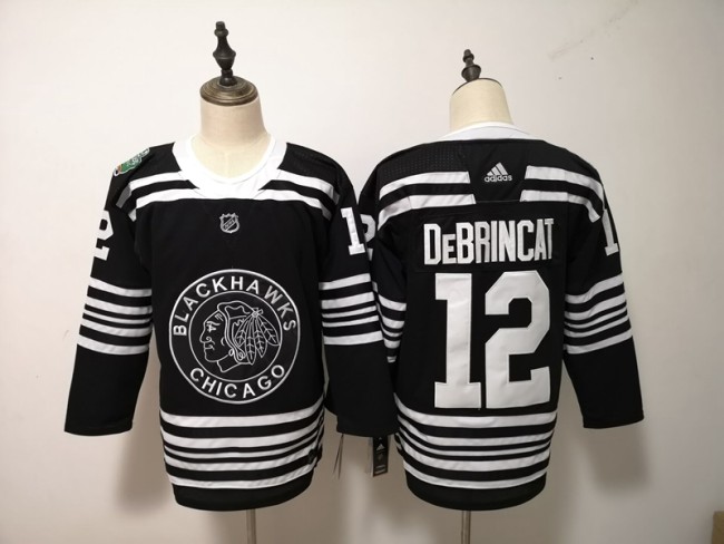 Adidas Classic Chicago Blackhawks 12 Alex DeBrincat Ice Hockey Jersey Black