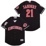 Cincinnati Reds 21 Deion Sanders Baseball Jersey Black Fan