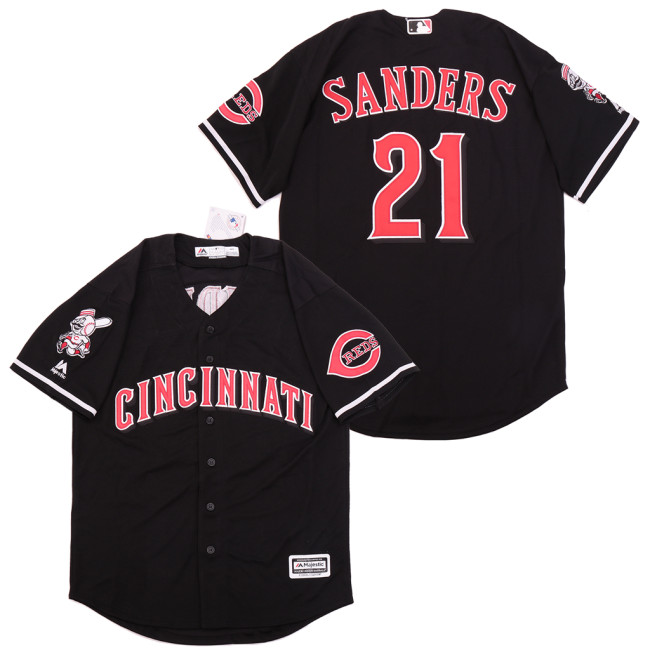 Cincinnati Reds 21 Deion Sanders Baseball Jersey Black Fan