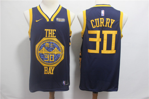 Nike Golden State Warrior 30 Stephen Curry Basketball Jersey Navy Blue New city version