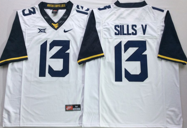 West Virginia Mountaineers 13 David Sills V Football Jersey White