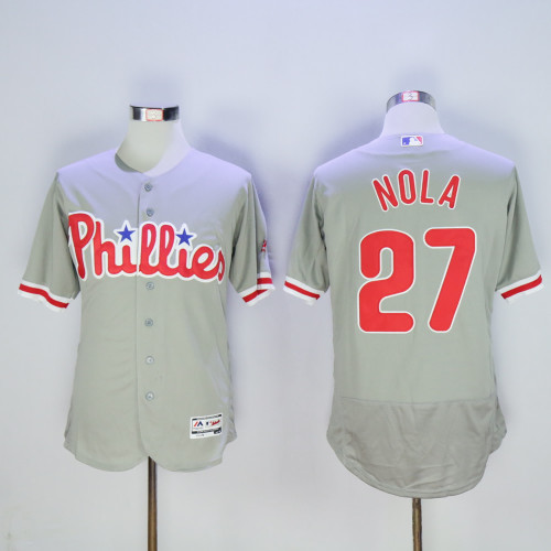 Philadelphia Phillie 27 Aaron Nola Flexbase Baseball Jersey Gray