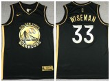 Nike Golden State Warrior 33 James Wiseman Basketball Jersey Black gold