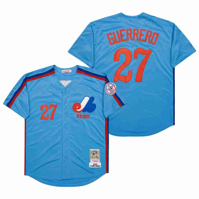 Montreal Expos 27 Vladimir Guerrero Baseball Jersey Blue Retro