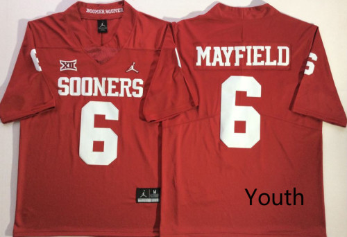 Youth Oklahoma Sooners Jordan 6 Baker Mayfield Limited College Football Jersey Red