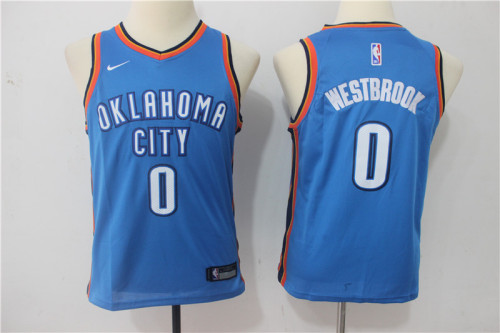 Youth Nike Oklahoma City Thunde 0 Russell Westbrook Basketball Jersey Blue Fan Edition