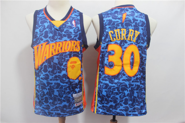Comfortable Monkey Golden State Warrior 30 Curry Jersey Blue pattern
