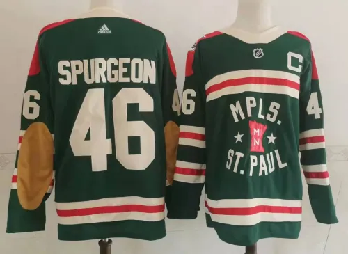 Adidas Minnesota Wild 46 Jared Spurgeon Ice Hockey Jersey Green