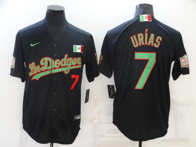 Nike Los Angeles Dodgers 7 Julio Urias Baseball Jersey Black