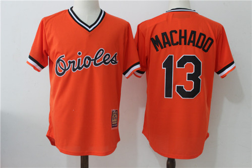 Baltimore Orioles 13 Manny Machado Baseball Jersey Orange Retro