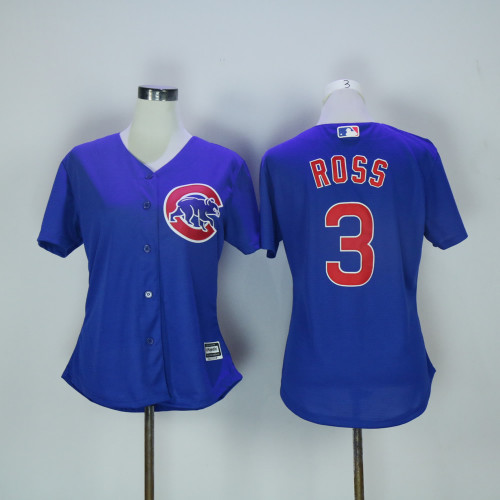Women Chicago Cubs 3 David Ross Baseball Jersey Blue