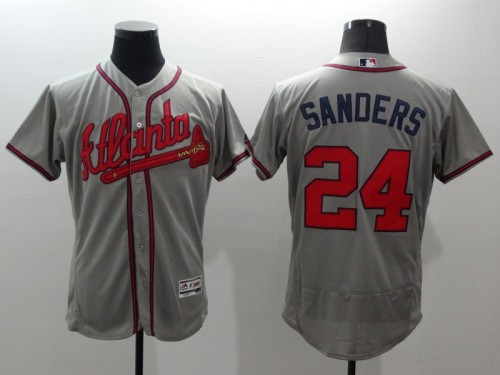 Atlanta Braves 24 Deion Sanders Flexbase Baseball Jersey Gray