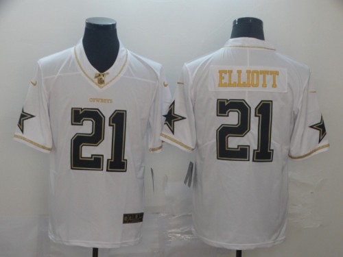 Dallas Cowboys 21 Ezekiel Elliott Football Jersey Legend White Retro gold character
