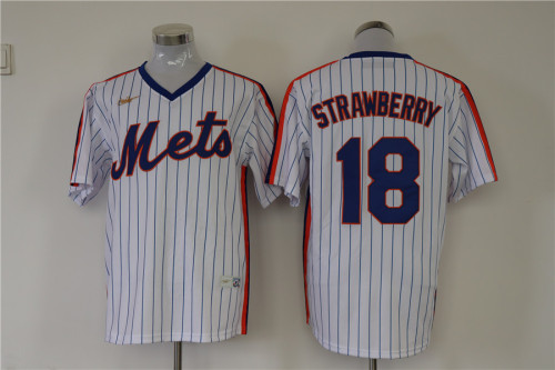 Nike New York Mets 18 Darryl Strawberry Baseball Jersey White Retro