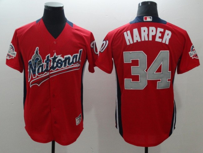 2018 all star Washington Nationals 34 Bryce Harper Baseball Jersey Orange