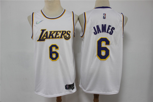Nike Los Angeles Lakers 6 LeBron James Basketball Jersey White 75th Anniversary Edition