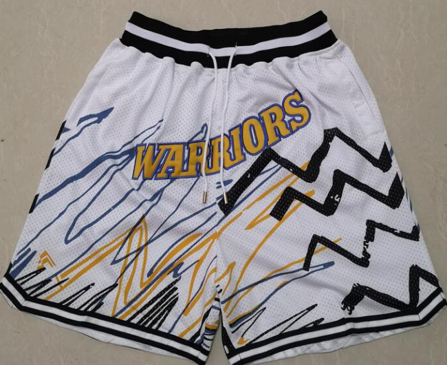 Golden State Warrior Mesh Shorts Retro Flash White pants