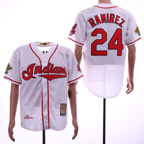 Cleveland indians 24 Jose Ramirez Baseball Jersey White Retro